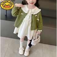 G.DUCKKIDS女童連衣裙春裝2025新款洋氣兒童公主裙寶寶開(kāi)衫休閑套裝裙春秋季 熱售21米白色連衣裙 90 建議身高80-85cm年齡1-2歲