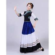 GOYN第十屆荷花獎情深誼長(cháng)舞蹈演出服裝新款彝族大擺裙少數民族成人女 上衣+裙子+辮子+頭巾 XXS 150碼