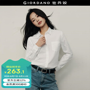 佐丹奴 【韓國明星同款】簡約通勤單口袋大女主長袖襯衫女05345142 04白色 S