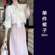 皮爾卡丹早春韓系穿搭套裝女感氣質通勤小香風蝴蝶結襯衫連衣裙兩件套 單裙子奶甜裙收腰奶呼呼港味復古 S