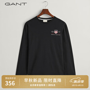 GANT【100%棉】甘特春季休閑刺繡柔軟內(nèi)搭經(jīng)典純色圓領(lǐng)長(zhǎng)袖男T恤 5黑色 M