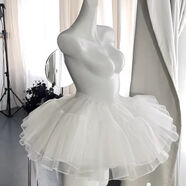 vnxifm法式千金重工細閃鑲鉆蝴蝶結露肩連衣裙夏季新款氣質(zhì)蓬蓬短裙子女 裙撐【優(yōu)質(zhì)版】 S