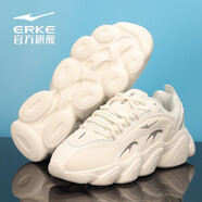 鴻星爾克（ERKE）紅星跑步運(yùn)動(dòng)鞋情侶鞋軟底防滑厚底百搭增高跑步鞋舒適老爹鞋 橡芽白3468男款 40