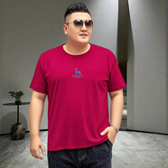 吉賽倫短袖加肥加大300 大碼男裝200-300斤夏季短袖T恤圓領(lǐng)上衣打底衫加 藍(lán)鹿圖紅色【圓領(lǐng)短袖】 M 建議70-90斤