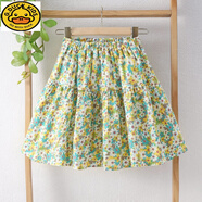 G.duck女童碎花半身裙2024夏新款7中大童洋氣A字裙傘裙短裙防走光蓬蓬裙 綠色碎花 130