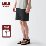 無印良品 MUJI 男式 棉水洗府綢 短褲休閑短褲男款夏季純棉全棉AED14A2S 黑色 M
