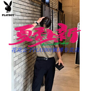 花花公子（PLAYBOY）夏季半高領(lǐng)針織衫短袖t恤男修身美式型男毛衣韓國男裝潮流 駝色 M