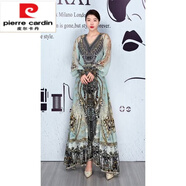 皮爾卡丹（pierre cardin）秋季連衣裙子2025新款女雪紡春秋高檔奢華高端波西米亞長裙民族風(fēng) 女裝十大品牌 花色連衣裙 新品 S