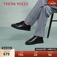 THOM WILLS板鞋男夏季真皮皮鞋男英倫運(yùn)動(dòng)黑色休閑鞋低幫小黑鞋 黑色G015-1 37 /5.5碼