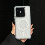 夢(mèng)妮熊適用小米15手機殼新款15pro蜂窩散熱15ultra磁吸xiaomi14多巴胺14pro輕薄透氣14ultra全包個(gè)性軟殼 白色【SD網(wǎng)眼冰霧散熱】大孔+軟邊硬背 小米15Ultra