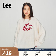 Lee舒適版唇形Logo針織寬松米白色女毛衣休閑潮流