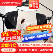 神牛（Godox）SL300W三代直播補光燈LED攝影套裝視頻拍攝常亮燈 SL300三代三燈套裝【電商拍攝/直播】 官方標配