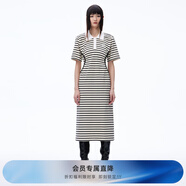 RE'VAN芮范夏季設計師復古風條紋收腰連衣裙RN31101902 橫條紋 S/36