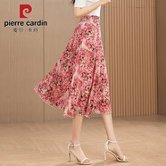 皮爾卡丹（pierre cardin）雪紡碎花半身裙女2025夏新款高腰顯瘦復古灰色大碼垂感休閑大擺裙 絢麗花海 M 適合2-2.1尺腰圍長(cháng)75