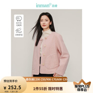 茵曼（INMAN）法式羊圈毛毛呢短外套2025春秋季女裝新款圓領(lǐng)寬松小個(gè)子上衣 溫粉色 M