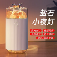 新款喜馬拉雅鹽燈加濕器日常家用大霧量usb車載香薰永生花加濕器 白色鹽石款 插電