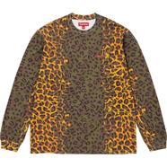 Supreme刺繡徽標(biāo)貼片圓領(lǐng)長袖T恤 男女同款 豹紋/Cheetah S