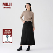 無(wú)印良品（MUJI）女式 木棉混 燈芯絨 A字裙 中長(cháng)款半身裙子女款 美拉德 BE11CC3A 黑色 S 155/62A