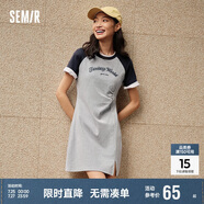 森馬連衣裙女插肩袖修身收腰夏季字母開(kāi)叉短裙運(yùn)動(dòng)風(fēng)109324114025