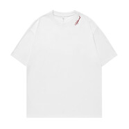 翰鷗斐masonprince  T恤男夏季新款潮牌寬松純棉半袖撞色刺繡體恤衫 白色 白色 M