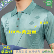 夢特嬌（MONTAGUT）法國進口短袖t恤男 桑蠶絲中年大碼翻領(lǐng)高端真絲polo新款桑蠶絲短 M8805 蘋果綠 M 170碼125-145斤