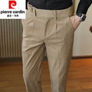 皮爾卡丹（pierre cardin）西褲燈芯絨男褲子2025新款不倒絨直筒條絨長(cháng)褲子男款 卡其色 32