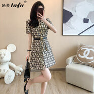 她芙（tafu）品牌女裝襯衫裙連衣裙女2025夏季新款法式復古氣質(zhì)小香風收腰裙子 圖片色 M