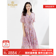 喬萬尼真絲連衣裙桑蠶絲法式碎花薄款女夏商場(chǎng)同款EI2E843107 粉色紫堇花 M