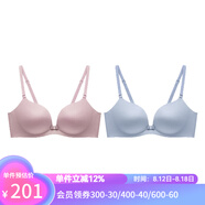 蘭卓麗文胸內衣女無(wú)鋼圈小胸聚攏顯大舒適減壓胸罩薄杯女士?jì)纫聼o(wú)痕文胸 粉紫+藍紫灰 70B 中薄杯