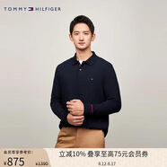Tommy Hilfiger【透氣舒適】春夏季男裝彈力珠地網(wǎng)眼撞色門襟長(zhǎng)袖T恤POLO衫33138