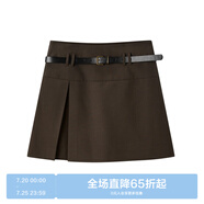 樂町學(xué)院半身裙秋冬新款顯瘦A字短裙C1GED4201 咖啡色 S
