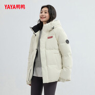 鴨鴨（YAYA）【時空道宇系列】羽絨服女短款冬季新款防風保暖韓版寬松面包服 月光白色 M 【推薦110-130斤】