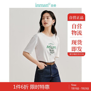 茵曼涼感索羅納春夏女裝T恤女印花短袖寬松洋氣休閑上衣 月牙白  S 