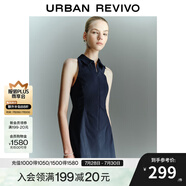UR2025春季新款女裝學(xué)院風(fēng)超短款拉鏈無(wú)袖連衣裙UYU750030 藏青 L