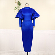 COLORFUL GEMS綠色泡泡袖圣誕禮服大碼女裝長裙晚宴派對連衣裙partydress 藍(lán)色 S