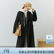 范思藍(lán)恩22FS4099西裝式雙面呢子大衣女中長(zhǎng)款秋冬韓系羊毛呢外套 氣質(zhì)黑 M