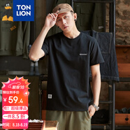 唐獅（TonLion）2025夏男短袖貼標圓領(lǐng)T恤 黑色/二批 XL