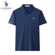U.S. POLO ASSN.polo衫男短袖夏季休閑T男士t恤抗皺冰絲透氣上衣父親節(jié)深藍(lán)5XL