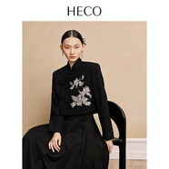 HECO【鳶尾】明星同款新中式國風(fēng)西裝短外套重工刺繡上衣 黑色 L