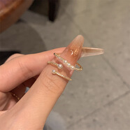 芠拉仿淡水珍珠碎銀戒指女輕奢食指彈力小眾設(shè)計(jì)時(shí)尚個(gè)性百搭指 一套 簡(jiǎn)約款戒指 開(kāi)口可調(diào)節(jié)