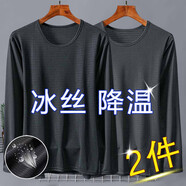南極人買(mǎi)一送一薄款冰絲長(zhǎng)袖T恤男網(wǎng)眼速干透氣流行寬松休閑大碼空調(diào)長(zhǎng)T 長(zhǎng)袖-網(wǎng)眼【純色款】黑+深灰 M 【建議80-100斤】