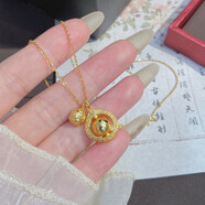 LISMs925純銀吸錢星吞金獸項鏈女古法旋轉(zhuǎn)食金吸米星吊墜鎖骨鏈女禮物 吸錢星吞金獸項鏈金色1條