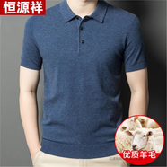恒源祥精紡羊毛絨衫男士翻領(lǐng)衛衣2025春秋新款長(cháng)袖男t恤針織毛衣打底衫 深藍 【新品羊毛短袖】 4XL 190【建議體重185-200斤】
