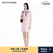IIIVIVINIKO2024夏季新款寬松百搭H型polo領(lǐng)連衣裙女R421105650C 粉色 S