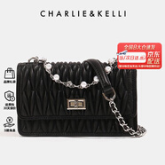 CHARLIE&KELLI?CK品牌包包女包奢侈品牌2025新款送女友生日禮物菱格鏈條包斜挎 黑色【京倉(cāng)配送 贈(zèng)禮袋+賀卡】