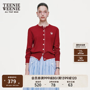 Teenie Weenie小熊女裝春簡約柔軟親膚毛針織空調(diào)開衫薄款毛衣披肩 紅色 XL