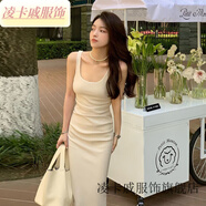 凌卡戚妮律政俏佳人 2022夏季新款法式吊帶連衣裙女修身氣質(zhì)長(cháng)裙 主圖款 M