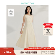茵曼（INMAN）章若楠同款歐若風法式吊帶連衣裙2025夏季新品女裝淡鵝黃色裙子 淺杏色(一字領) W18518262 M