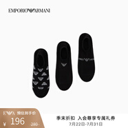 EMPORIO ARMANI/阿瑪尼官方旗艦新款男士三雙裝棉質(zhì)提花船襪套裝夏季 【三雙裝船襪】黑色/黑色/黑色 均碼
