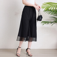 金澀JS真絲褲子女 OL薄款100%桑蠶絲通勤杭州絲綢裙褲長(cháng)褲子舒適顯瘦 7683M255黑色 M